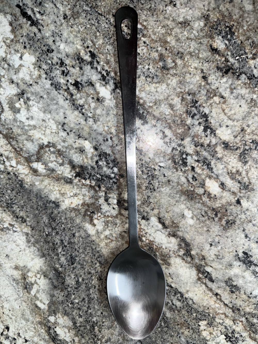 Stainless Steel Long Handle Serving Spoon - silver tone